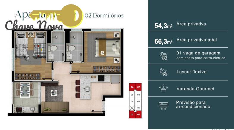 Apartamento à venda com 2 quartos, 54m² - Foto 17