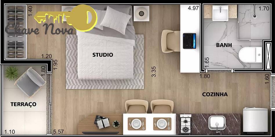 Apartamento à venda com 1 quarto, 25m² - Foto 7